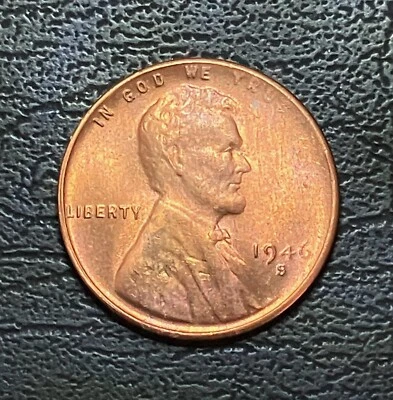 1946 S Lincoln Wheat Cent Lamination / Struck Through Grease Error - Image 1 of 3