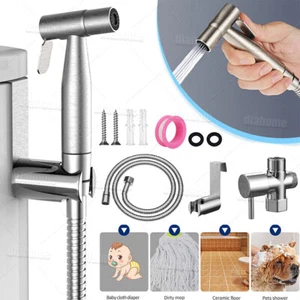 Stainless Steel Handheld Toilet Bidet Sprayer Set Kit Faucet Spray For Bathroom - Picture 1 of 10