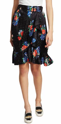 Tory Burch Size 2 Womens Skirt Tea Rose Floral Print Silk Jacquard Ruffle $498 - Image 1 of 4