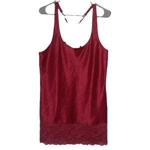 Vestido sin Mangas Victoria’s Secret Etiqueta Dorada Años 80 Rojo Satinado Encaje Lencería De Colección M - Imagen 1 de 7