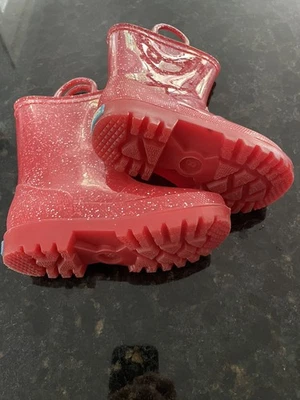 ZOOGS Botas de Lluvia Niñas Niños Talla 8 Rosa Brillo Pull-On Impermeable PVC Foto 1 de 4
