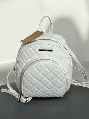 STEVE MADDEN BJORDAN Brilliant White Quilted Backpack DO328130 10”x 7” - Image 1 of 4