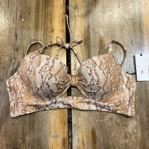 Shade & Shore Bikini Top Snakeskin Copper Metallic/White 34B - Picture 1 of 7