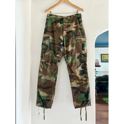 Pantalones cargo vintage de los 90 del ejército de Estados Unidos para hombre Woodland camuflados - talla 27-31 ropa de calle Foto 1 de 4