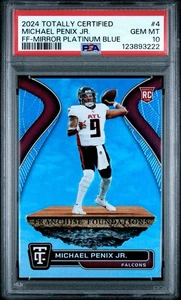 2024 Panini Totally Certified - Michael Penix Platinum Blue 24/50 PSA 10 POP 1🧨 - Bild 1 von 3