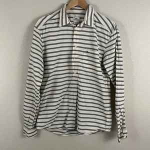 Lacoste Mens 40 100% Cotton Striped Half Button Up Long Sleeve Pocket Shirt - Picture 1 of 6