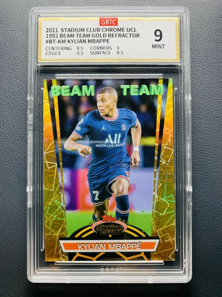 2021 Topps Stadium Club Chrome Kylian Mbappe 1992 Beam Team GOLD Refractor /50 - Image 1 of 2
