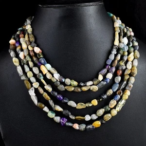 5 Strand 556.00 Cts Labradorite & Amethyst Beaded Dazzling Necklace RK 51 E719 - Picture 1 of 3