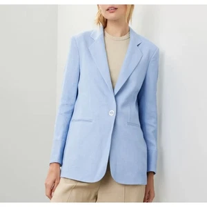 Boss hellblauer Oversize-Leinenblazer SMALL unstrukturiert Karriereanzug 600 $ - Bild 1 von 11