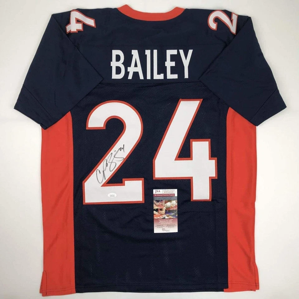 Autographed/Signed Champ Bailey Denver Blue Football Jersey JSA COA - Image 1 of 4