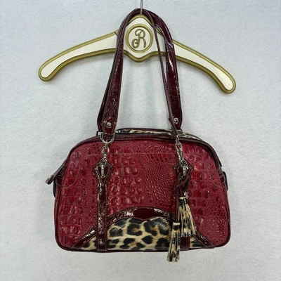 Красный крокодила выбитый леопард сумка Дамская сумка из искусственной кожи кисточки сумочка Mob жена - Изображение 1 из 4