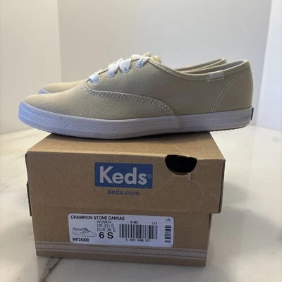 Champion холст Keds 6 камень желтовато-коричневый кроссовок новый в коробке оригинальный стиль бежевый - Изображение 1 из 4