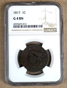 1817 LARGE CENT, 13 STARS, NGC G4 BN 429016 - Picture 1 of 4