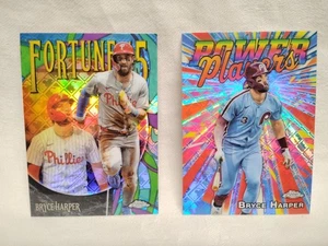 Bryce Harper 2025 Topps Chrome Power Players and Fortune 15 Refractors lot of 2 - Bild 1 von 7