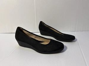 Naturalizer Betina-2 Suede Perforated Black Wedge Slip On Shoe Women Size 9.5 M - Picture 1 of 9