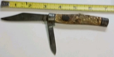 Vintage Imperial Prov. Navaja de bolsillo R.I. de 2 hojas con mango jigged Foto 1 de 4