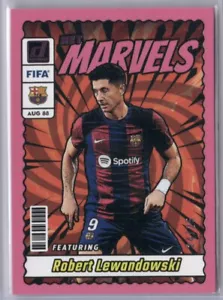 Robert Lewandowski SSP 2023-24 Donruss Soccer Net Marvels Pink 24/25 #19 FCB - Picture 1 of 2