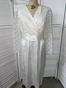 Abito da sposa vintage anni 70 2° midi raso pizzo maniche lunghe cravatta tg med o large - Foto 1 di 11