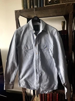 Camisa esportiva Belstaff masculina denim azul 2 bolsos frontais tamanho 38 - Imagem 1 de 4