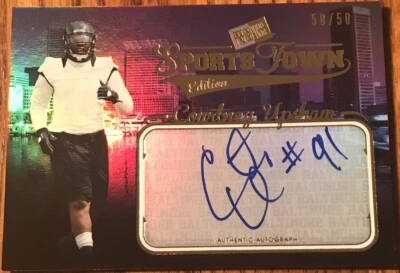2012 Press Pass SportsTown Autographs GOLD Courtney Upshaw ST-CU #’d 50/50 - Image 1 of 2