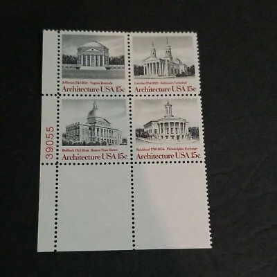 US STAMPS, SCOTT #1779-82 15c 1979  AMERICAN ARCHITECTURE BLOCK OF 4 STAMPS  - Image 1 of 4