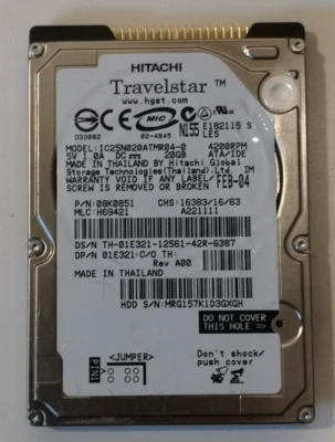 Hitachi Travelstar 20 GB HDD 2,5 " ATA 44 IDE 4200 RPM IC25N020ATMR04-0 - Bild 1 von 4