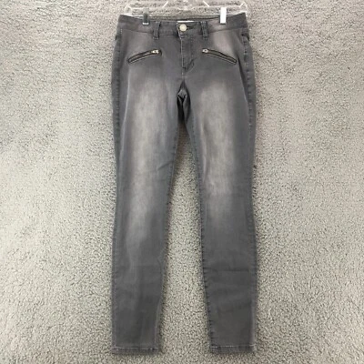 Pantalones de mezclilla ajustados Cabi para mujer 6 grises tiro bajo bolsillos con cremallera mezcla de algodón Foto 1 de 4