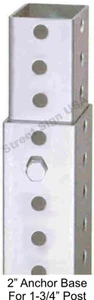 2" X 30" ANCHOR BASE FOR 1-3/4" SQUARE SIGN POSTS HEAVY DUTY FOR STREET SIGNS - Picture 1 of 1