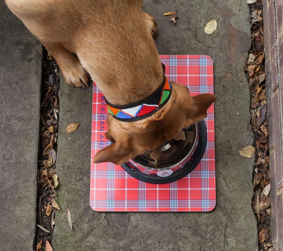 Cool & Practical 'African Animal' pet feeding mats in STUNNING Shuka pattern - Image 1 of 4