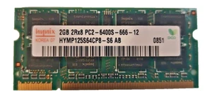 HYNIX 2GB PC2-6400S DDR2-800MHZ LAPTOP MEMORY SO-DIMM - HYMP125S64CP8-S6 - Picture 1 of 2