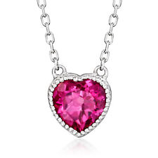 Ross-Simons 2.20 Carat Pink Topaz Heart Necklace in Sterling Silver. 16 inches