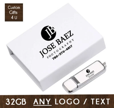 Personalised USB Leather + Gift Box 32GB Memory Pen Drive Special Wedding Day