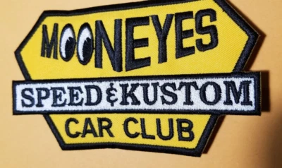 Mooneyes Speed & Custom Car Club Embroidered Patch approx 2.25 x 4.25"