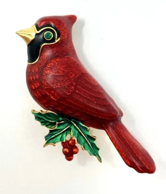 Joan Rivers Cardinal Bird Red HandPainted Flights Of Fancy Pin Brooch Retired - Image 1 of 4