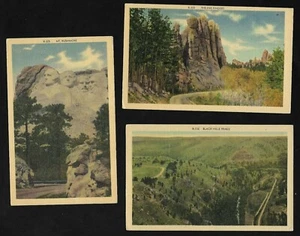 R325 Mt. Rushmore/ R333 Five Fingers/ R336 Black Hills Linen Postcards Unused - Picture 1 of 2