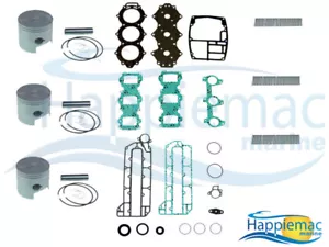 YAMAHA 60-70 HP 3 CYLINDER OUTBOARD POWERHEAD REBUILD KIT PISTON GASKET 84-UP - Foto 1 di 1