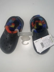 CROCS Classic Lined Spray Dye Clog Black/Multi Shoes US C10 Comfy And Cute HD4 - Picture 1 of 5