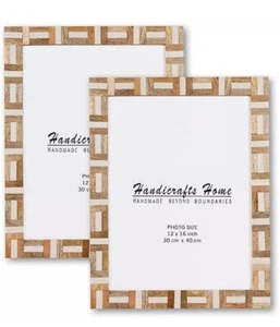Handicrafts Home Photo Frame Marquet Chase Brown & White Pack of 2 12x16 Inch  - Picture 1 of 5
