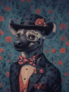 Hyena with Top Hat, Poster Prints, Pet/Animal Wall Art Decor 50x70cm (Unframed) - Picture 1 of 5