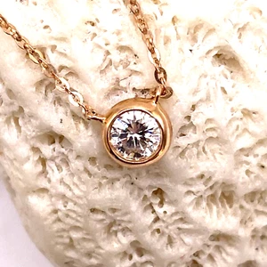 Gold Diamant Collier 0,231 kt natürlicher Solitär Diamant 18 K Gold UK punziert - Bild 1 von 14