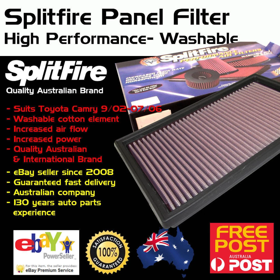 Splitfire High Performance Washable Air Filter Panel Fits Toyota Camry 2002-2012 - image 1 of 1