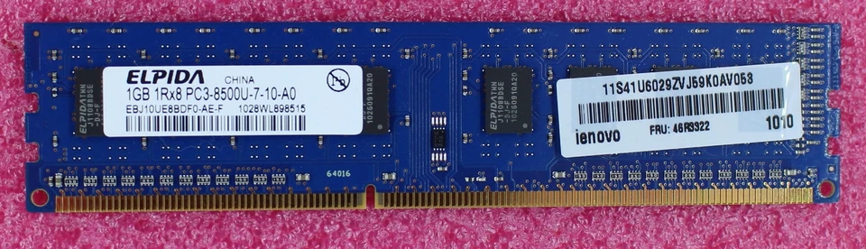 46R3322 - IBM 1GB 1Rx8 PC3-8500U 1066Mhz ddr3 Udimm - Image 1 of 1