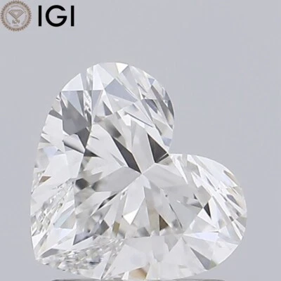 IGI Certificate 1.22 Carat CVD Lab Grown Diamond Heart Cut F Color VVS2 Clarity - Image 1 of 4