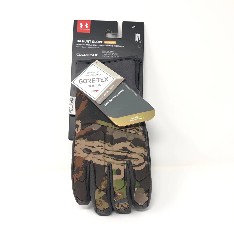 Under Armour Men's Medium Storm ColdGear Mid Season Hunt Camo Gloves . B3