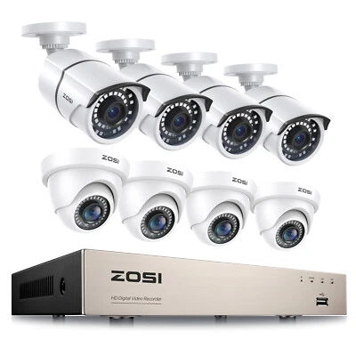ZOSI H.265+ Security Camera System Wired 1080p Outdoor 8CH 5MP Lite DVR for Home - Image 1 of 4