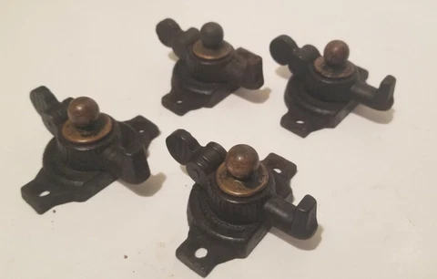 Lot of 4 Antique Eastlake Victorian Ornate Swivel Cabinet Door Locks Brass Knob Cover