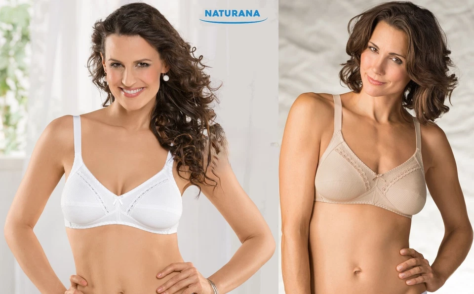 Naturana Women's Soft Cup 100% Cotton Everyday Wireless Bra 86545 Cup A-E