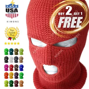 3 Hole Full Face Mask Ski Mask Winter Cap Balaclava Outdoor Beanie Tactical Hat - Picture 1 of 29