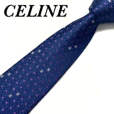 CELINE Genuino Usado Seda Para Hombres Corbata Corbata Vestido Clásico Lujo Multicolor #49 Foto 1 de 4