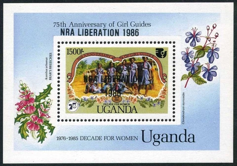 Uganda 494,MNH.Michel 469 Bl.57. Girl Guides-75.NRA LIBERATION/1986 Cover